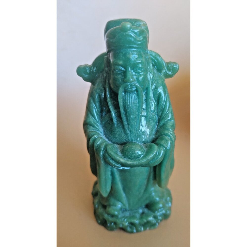 Green Chinese God Figurine Lu - Represents prosperity, success 4.5"